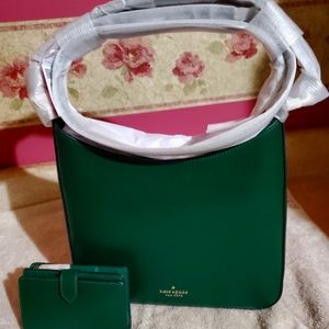 NWT Kate Spade SET Deep Jade Green. Bag and Wallet!